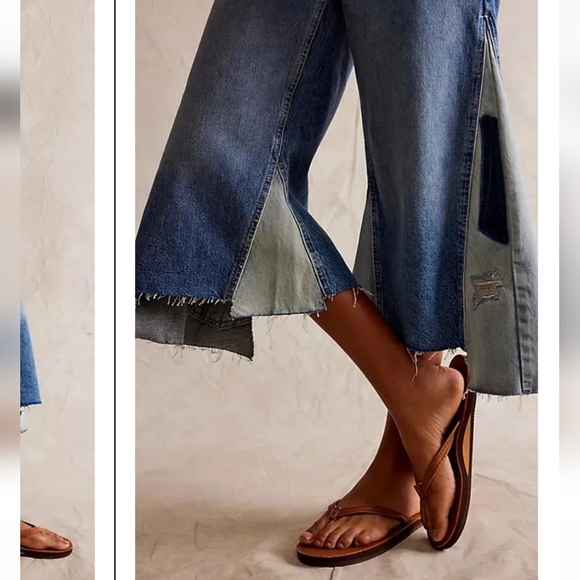 NWT Free People We The Free Ripple Wide-Leg Pieced Cropped Jeans Size 25 Tall - Picture 14 of 16